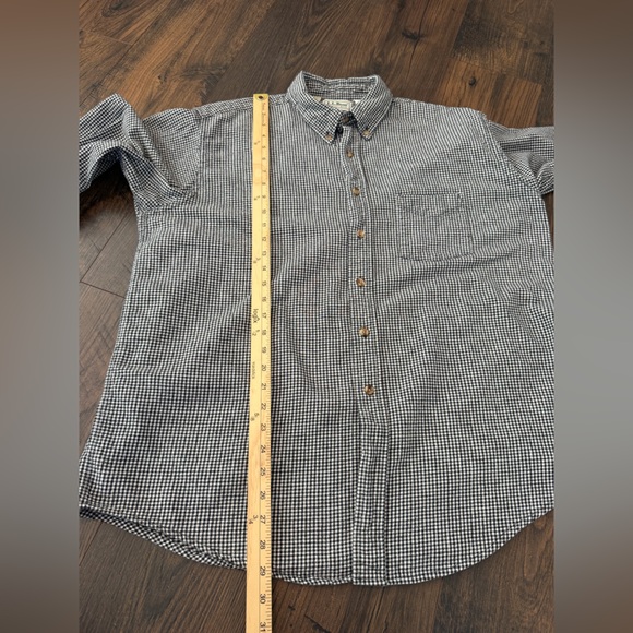 Vintage LL Bean Men’s Flannel Button Down Black White Checkered Size XL - Picture 9 of 11